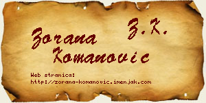 Zorana Komanović vizit kartica
